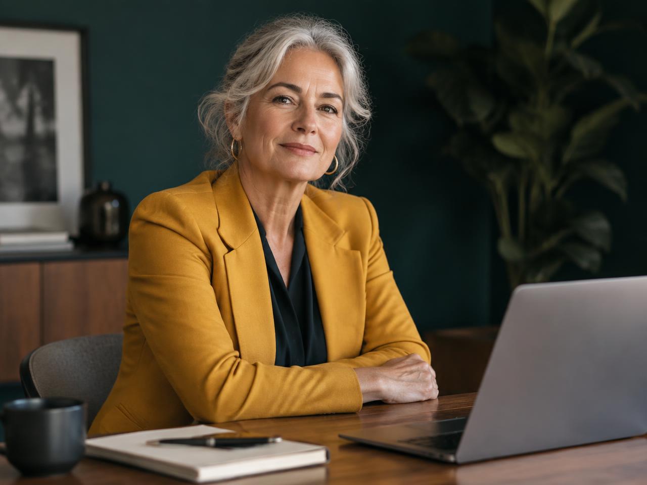 Experienced professional working confidently at her desk
